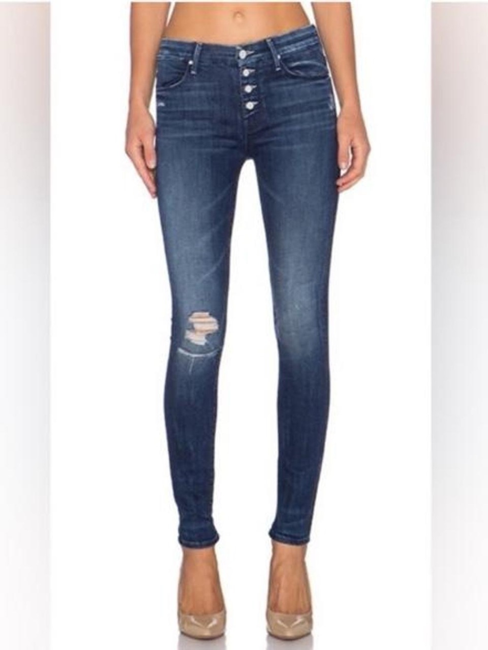 MOTHER Denim The Pixie High Rise Distressed Ankle Jeans Size 27
